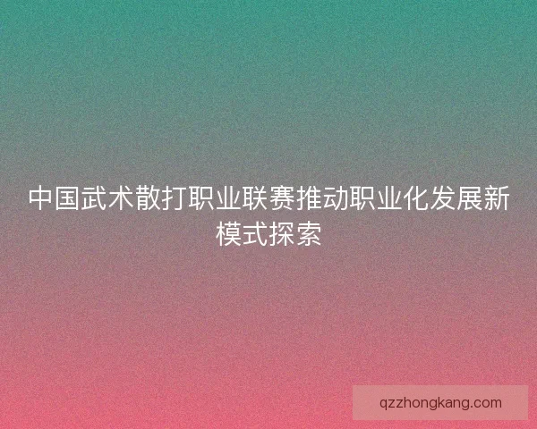 中国武术散打职业联赛推动职业化发展新模式探索
